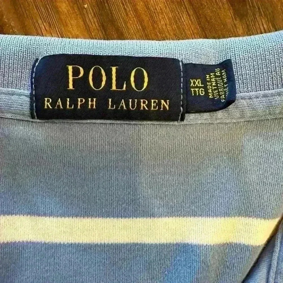 POLO RALPH LAUREN Shirt Mens Blue‎ White Stripe Button Polo Shirt Size XXL - Picture 6 of 6